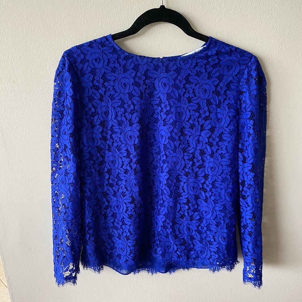 Diane Von Furstenberg Blue Lace Brielle Top